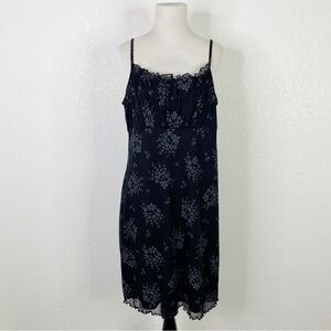 Vintage Y2K Xhilaration Black Floral Ruffle Mini Dress